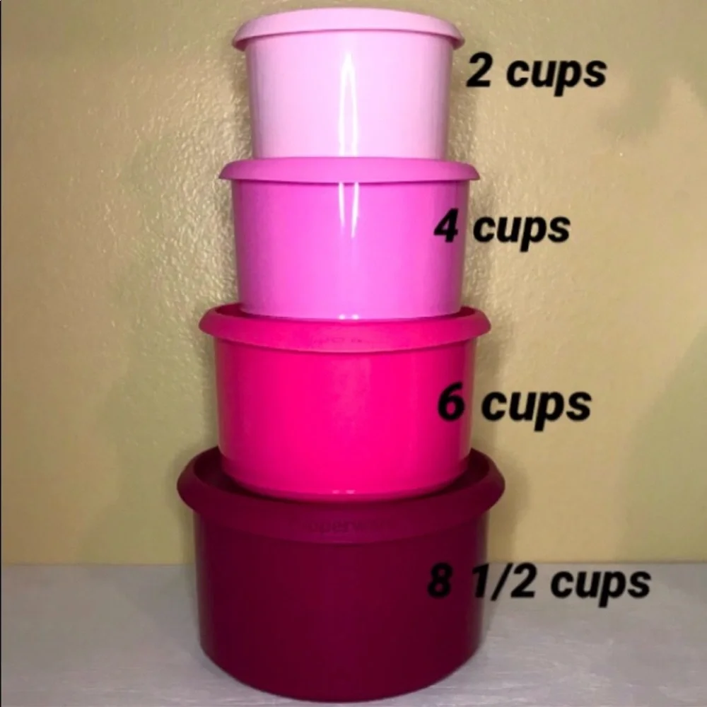 Tupperware Pink Gradient Stackable Food Storage Set